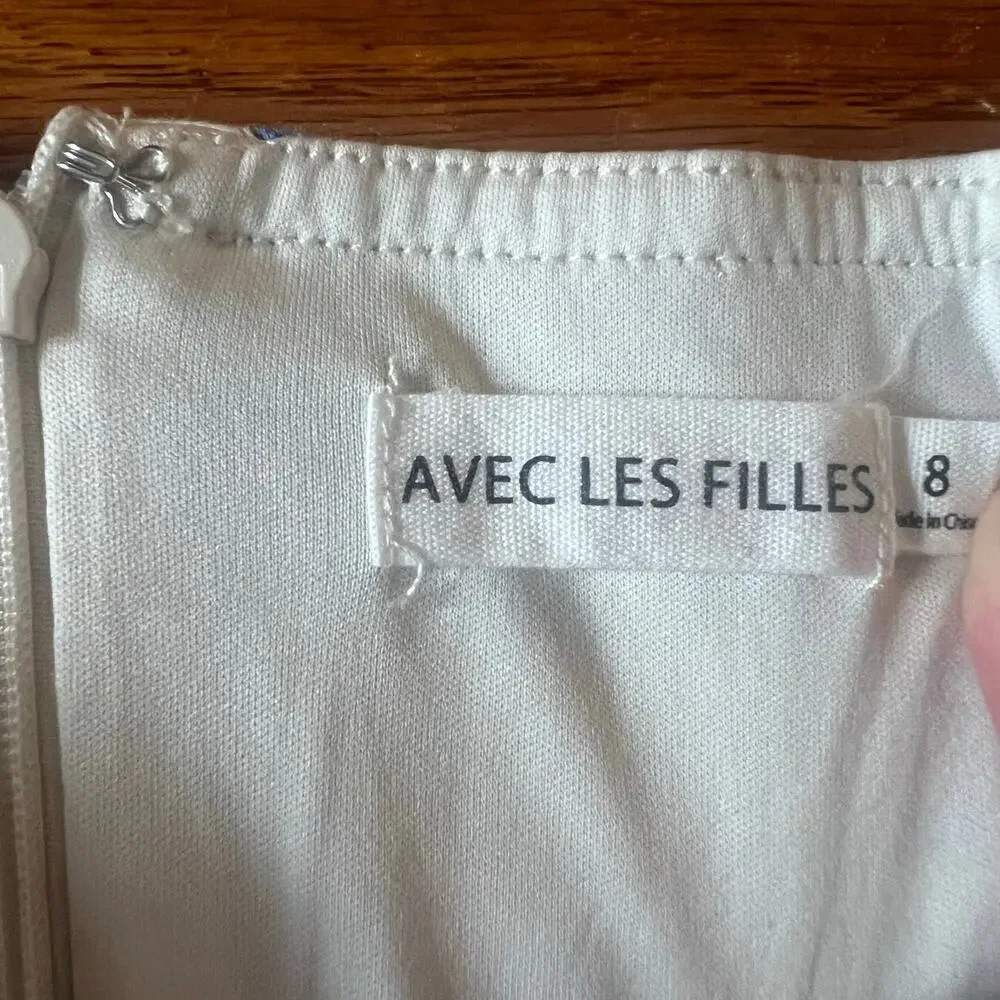 Avec Les Filles Sweetheart Neck Stamp Print Cotton Mini Sundress | Women’s 8 - Picture 8 of 11